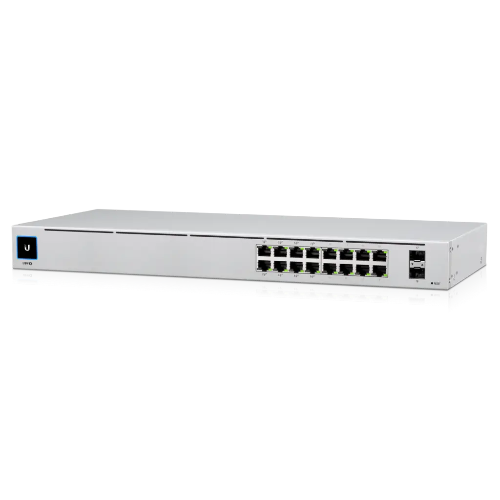 Ubiquiti UniFi 16-port Managed Gigabit Switch - 8x PoE+ Ports, 8x Gigabit Ethernet Ports, 2x SFP , 42W, Touch Display, Fanless , GEN2